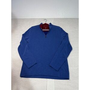 Nicoby Mens Blue Waffle Knit Quarter Zip Pullover Sweater Size Med Modal Blend